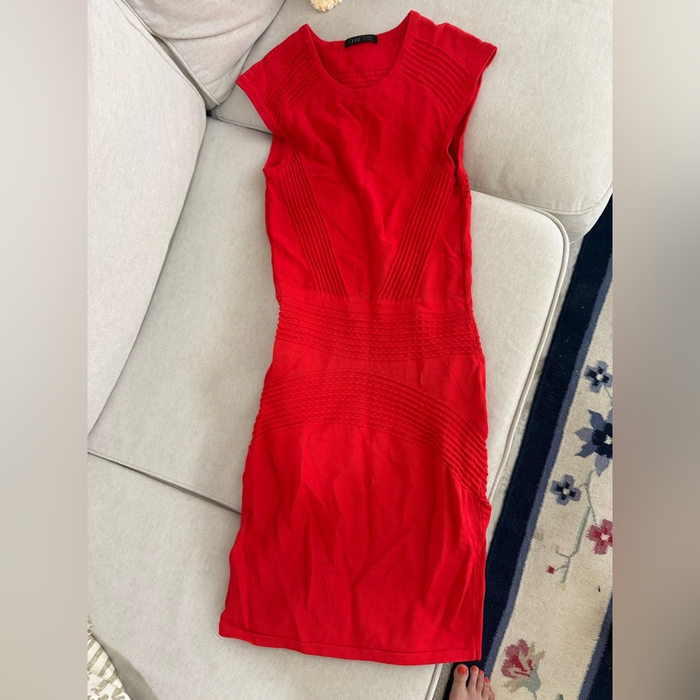 Ohne Titel Red Textured Bodycon Dress
